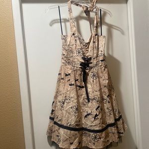 NWT!! Hot Topic disney Peter pan map print corset dress with lace trim size M